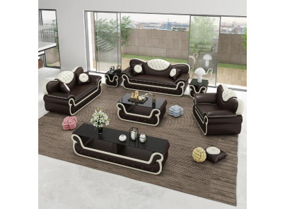 Komplett Set Sofagarnitur 7 Stéck. Sitz Sideboard Design Wunnzëmmer Grupp Garnitur